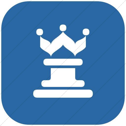 Flat Rounded Square White On Blue Classica Queen Chess