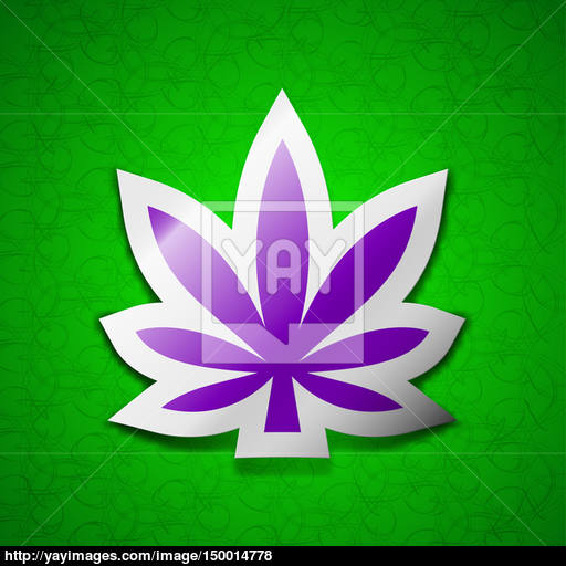 Cannabis Leaf Icon Sign Symbol Chic Colored Sticky Label On Green