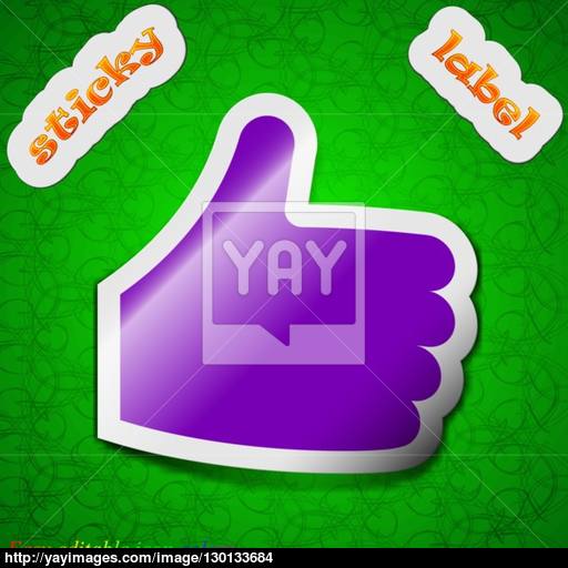 Like, Thumb Up Icon Sign Symbol Chic Colored Sticky Label