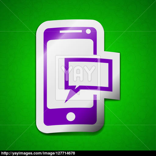 Message Sms Icon Sign Symbol Chic Colored Sticky Label On Green