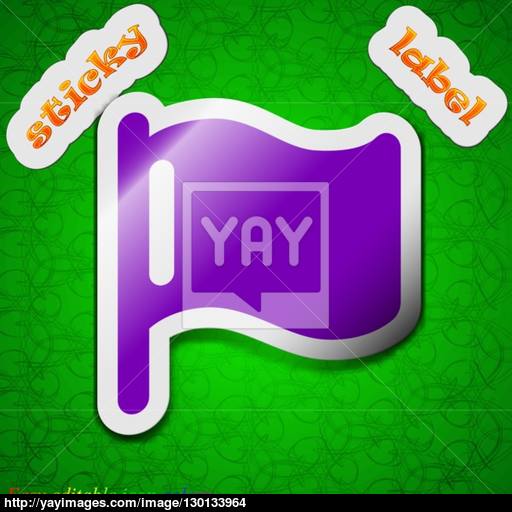Flag Icon Sign Symbol Chic Colored Sticky Label On Green