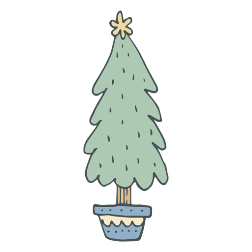 Christmas Tree Hand Drawn Cartoon Icon