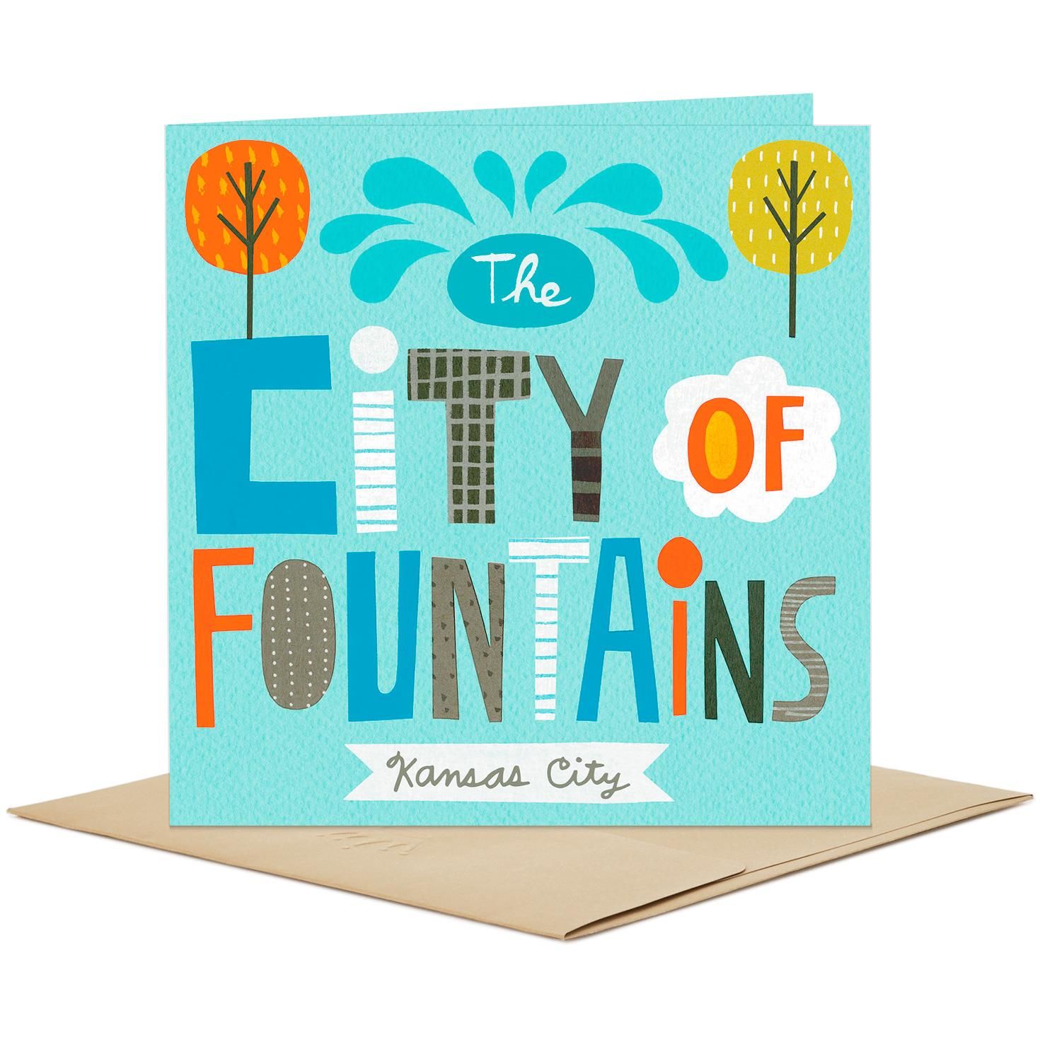 Kansas City Skyline And Icons Blank Card