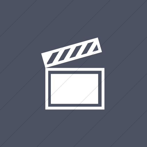 Flat Square White On Blue Gray Classica Movie Clapper Icon
