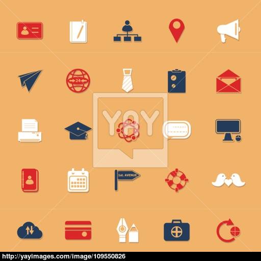 Contact Connection Classic Color Icons With Shadow Vector