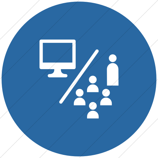 Flat Circle White On Blue Iconathon Flipped Classroom Icon