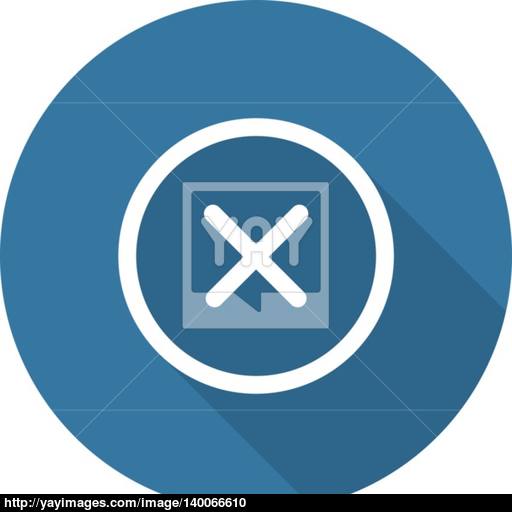 Close Icon Delete Button Flat Design Long Shadow Vector