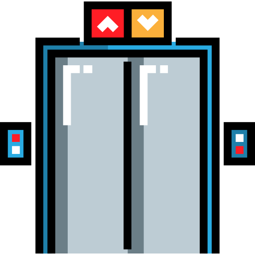 Filled, Buildings, Elevator, Part, Closed, Double, Building, Door