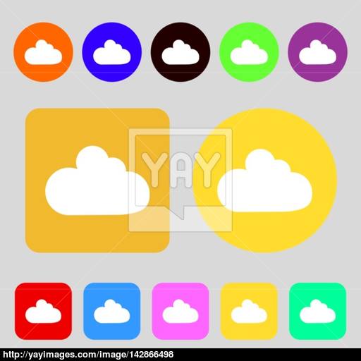 Cloud Sign Icon Data Storage Symbol Colored Buttons Flat