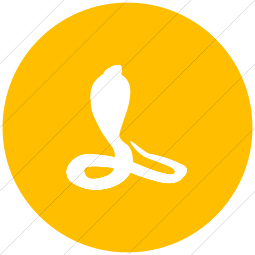 Flat Circle White On Yellow Animals King Cobra Icon