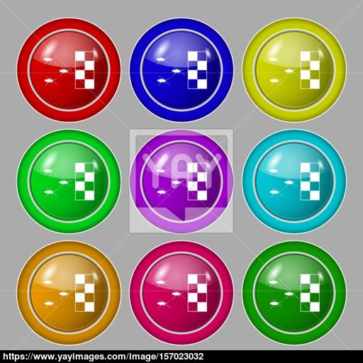 Cockroach Races Icon Sign Symbol On Nine Round Colourful Buttons