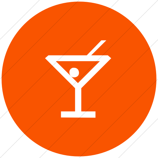 Flat Circle White On Orange Classica Cocktail Icon
