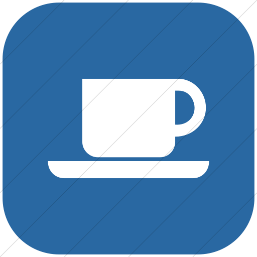 Flat Rounded Square White On Blue Aiga Coffee Shop Icon