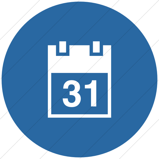 Flat Circle White On Blue Raphael Calendar Icon