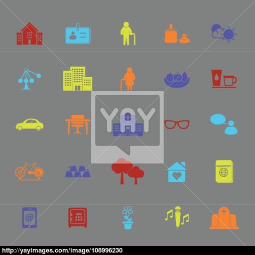 Retirement Community Color Icons Vector