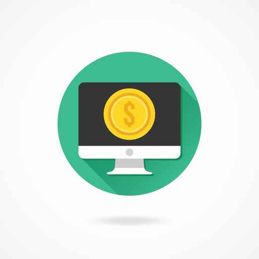 Vector Computer Display And Gold Coin Dollar Icon
