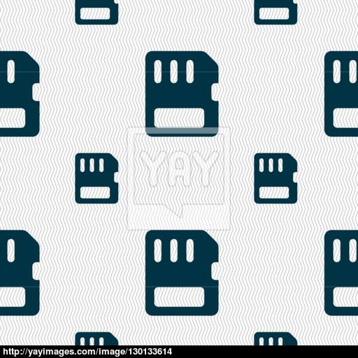 Compact Memory Card Icon Sign Seamless Pattern With Geometric