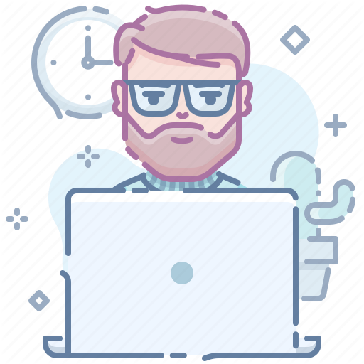 Beard, Computer, Guy, Laptop, Man, Workplace, Workspace Icon