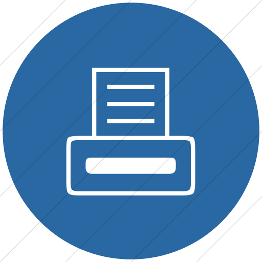 Flat Circle White On Blue Classica Computer Printer Icon