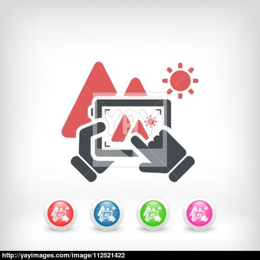 Landscape Digital Photo Concept Icon Vector