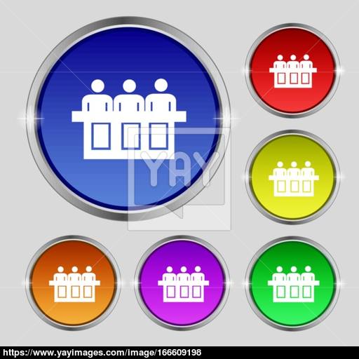 Conference Icon Sign Round Symbol On Bright Colourful Buttons