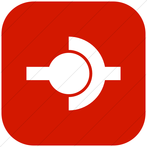 Flat Rounded Square White On Red Raphael Connect Icon