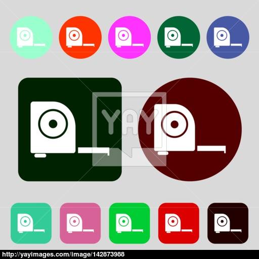 Roulette Construction Icon Sign Colored Buttons Flat Design