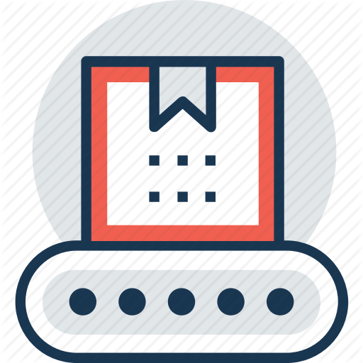 Conveyor Belt, Delivery Boxes, Logistic Package, Package Sorting Icon