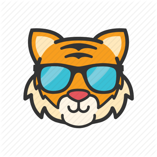Cool, Emoticon, Glasses, Tiger Icon