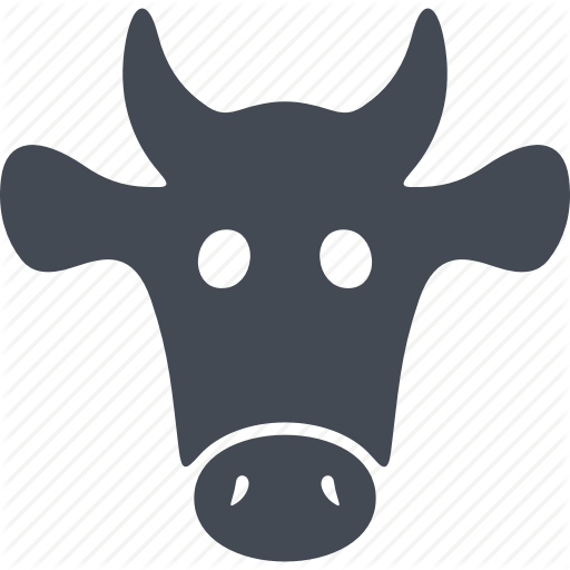 Cow Head, Ears, Horns, Milk Icon