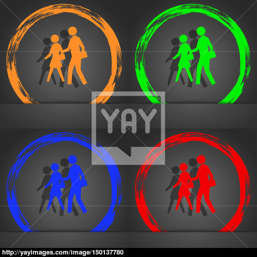 Crosswalk Icon Symbol Fashionable Modern Style In The Orange