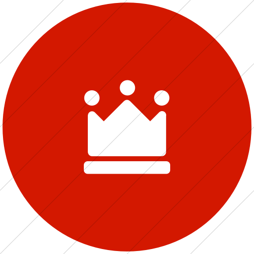 Flat Circle White On Red Foundation Crown Icon