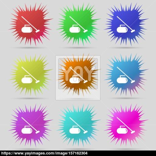 The Stone For Curling Icon Sign A Set Of Nine Original Needle