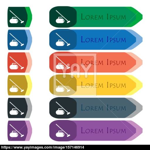 The Stone For Curling Icon Sign Set Of Colorful, Bright Long