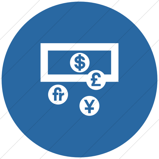 Flat Circle White On Blue Aiga Currency Exchange Icon