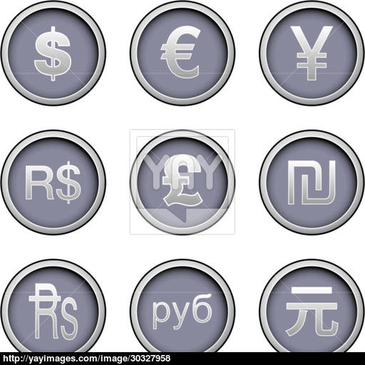 World Currency Icon Set Vector