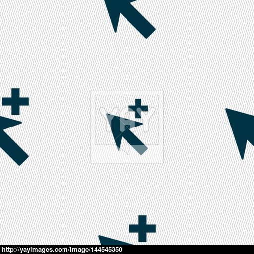 Cursor, Arrow Plus, Add Icon Sign Seamless Abstract Background