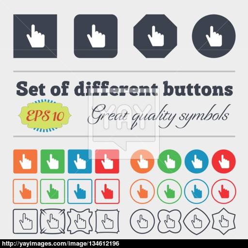 Cursor Icon Sign Big Set Of Colorful, Diverse, High Quality