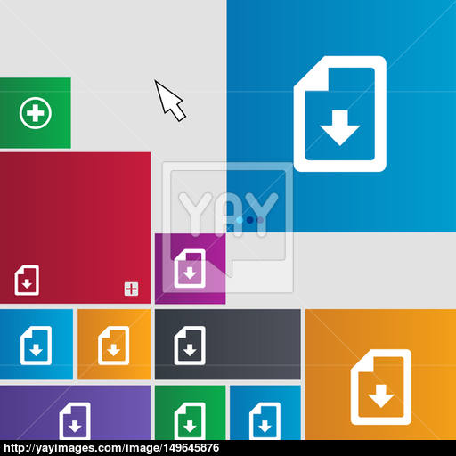 Import, Download Icon Sign Metro Style Buttons Modern