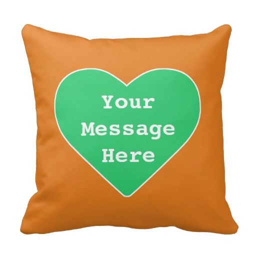 Green Orange Love Heart Icon Throw Pillow Cushion