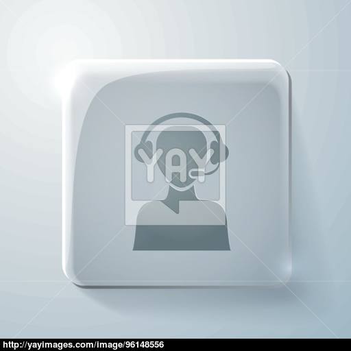 Glass Icon With Highlights, Customer Support Vector