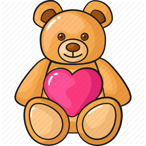 Cute, Doll, Line, Love, Set, Teddy Bear, Template Icon