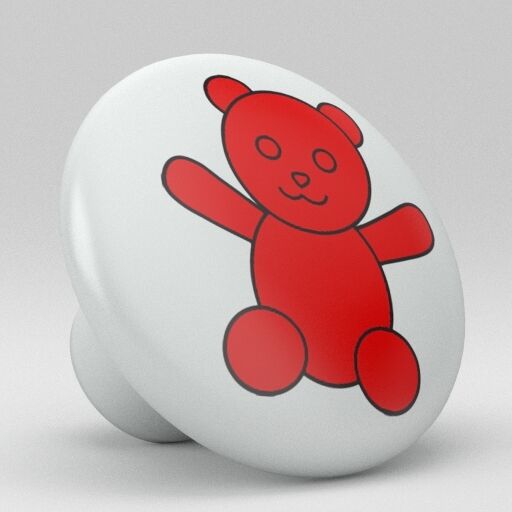Cute Red Bear Ceramic Knobs Pulls Kitchen Drawer Cabinet Vanity