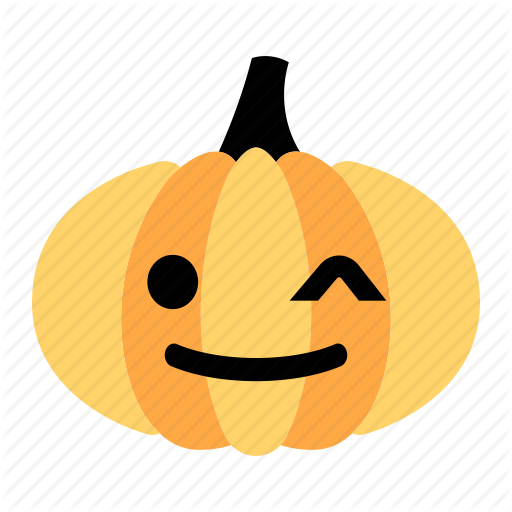 Cute, Emoji, Halloween, Happy, Pumpkin, Smile, Wink Icon