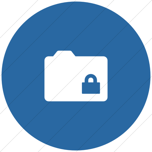 Flat Circle White On Blue Foundation Folder Lock Icon