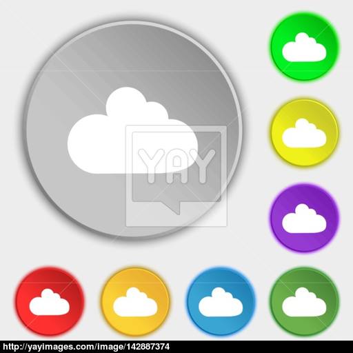Cloud Sign Icon Data Storage Symbol Symbols On Eight Flat