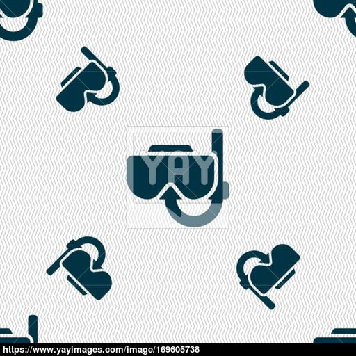 Diving Mask Icon Sign Seamless Pattern With Geometric Texture