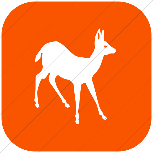 Flat Rounded Square White On Orange Animals Deer Icon