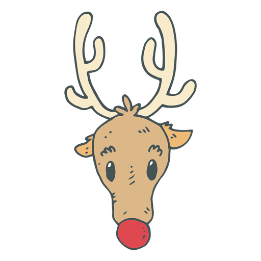 Reindeer Head Hand Drawn Cartoon Icon