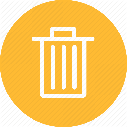 Bin, Circle, Delete, Remove, Trash, Yellow Icon